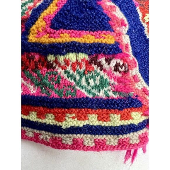 Antique Vintage traditional Andean chullo Peruvian hand-knitted hat main image 13